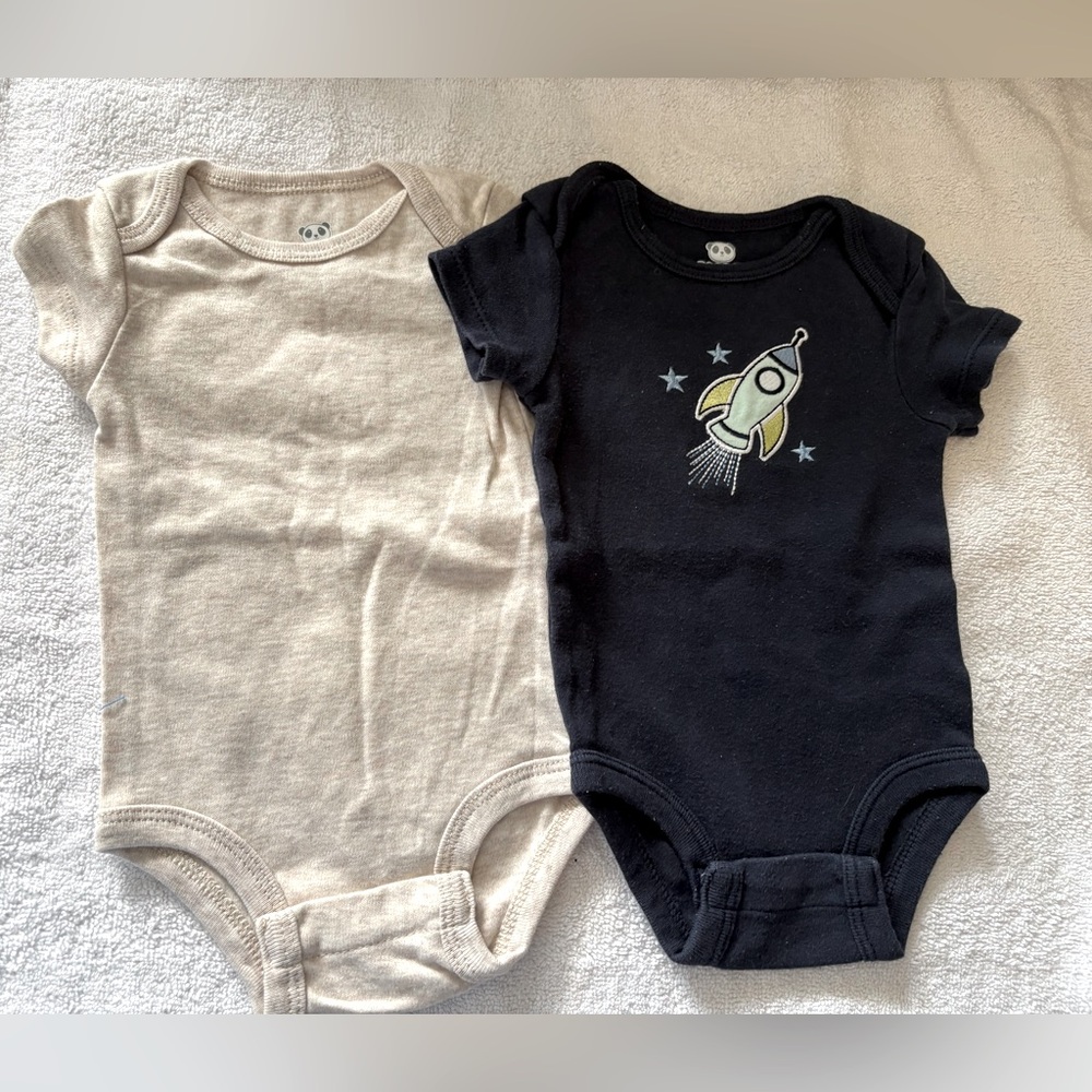 Rocket Print Black and Cream Kids One Pieces size 3mths